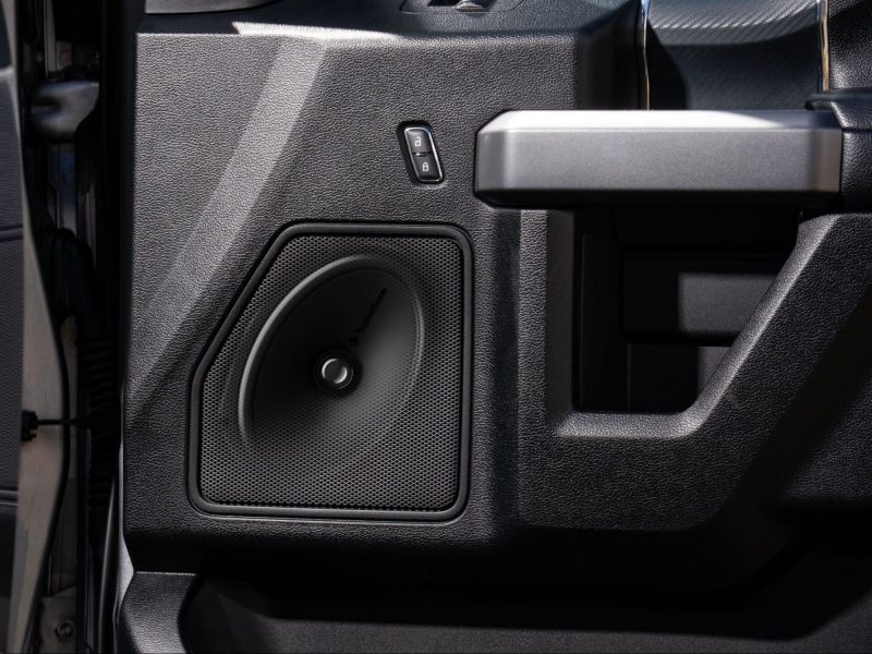 Rockford Fosgate Punch speakers installed in a vehicle door panel.